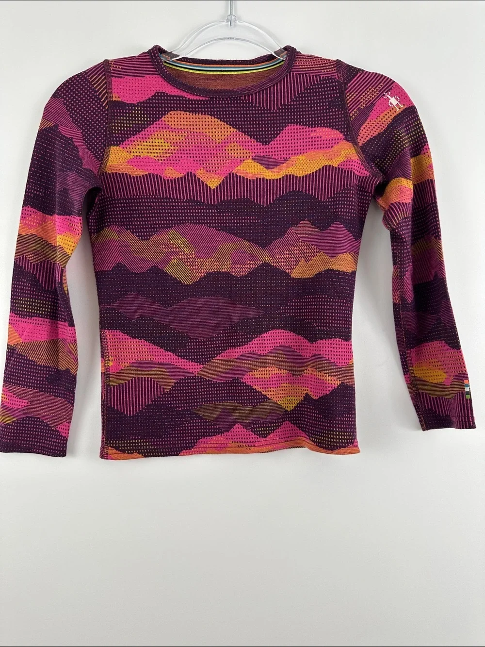 Smartwool Kids L Merino Wool Base Layer Top Colorful Mountain Print - Picture 2 of 8